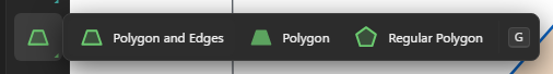 The Polygon tool expanded to show Polygon and Edges, Polygon, and Regular Polygon variants
